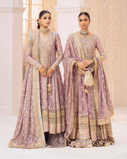 Sabiha | Amethyst Wedding Chiffon Embellished Sharara