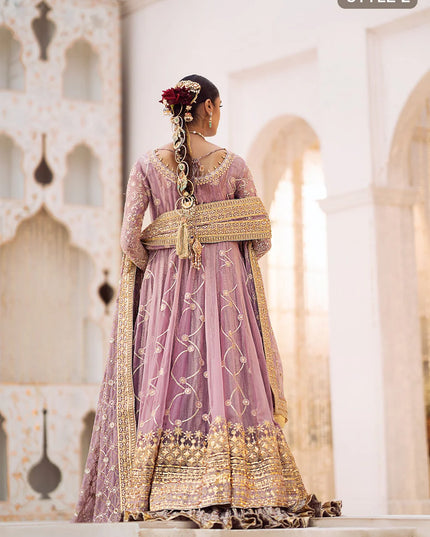 Sabiha | Amethyst Wedding Chiffon Embellished Sharara