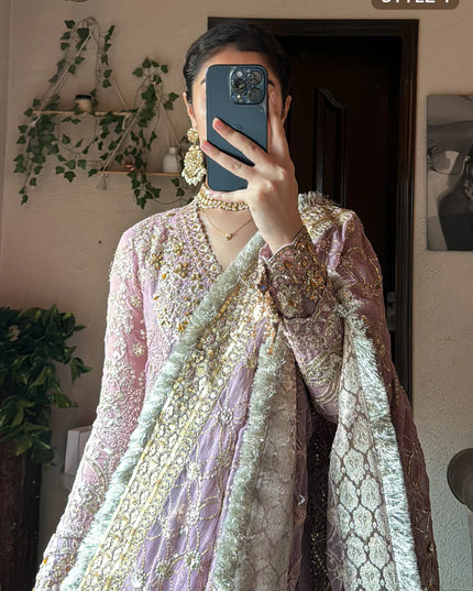 Sabiha | Amethyst Wedding Chiffon Embellished Sharara