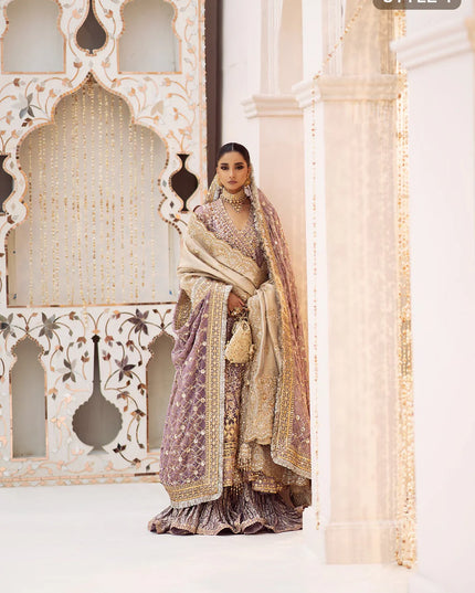 Sabiha | Amethyst Wedding Chiffon Embellished Sharara