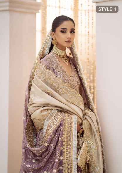 Sabiha | Amethyst Wedding Chiffon Embellished Sharara