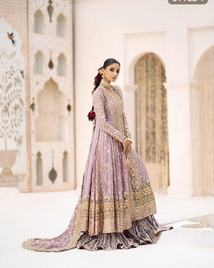 Sabiha | Amethyst Wedding Chiffon Embellished Sharara