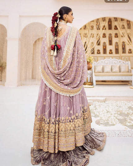 Sabiha | Amethyst Wedding Chiffon Embellished Sharara