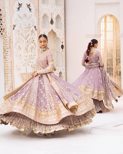 Sabiha | Amethyst Wedding Chiffon Embellished Sharara