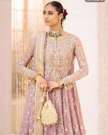 Sabiha | Amethyst Wedding Chiffon Embellished Sharara