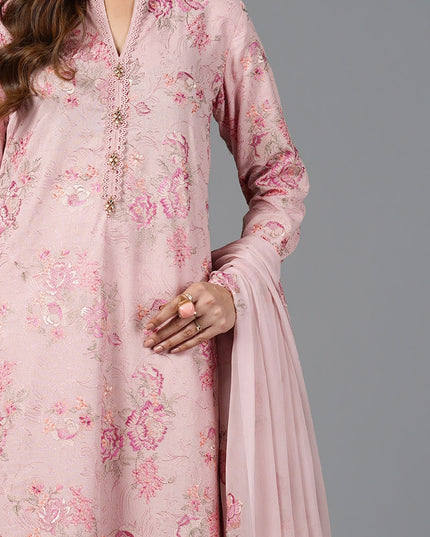 3 Piece | Embroidered Floral Karandi Lawn Dress