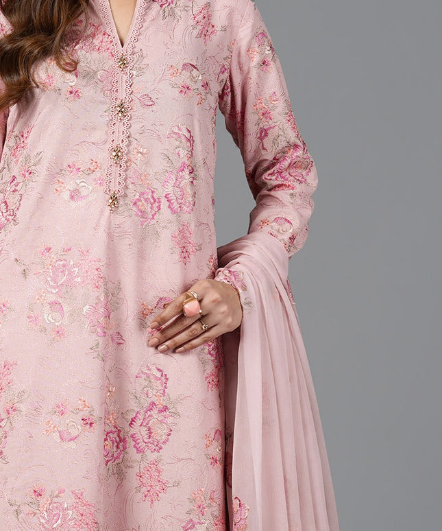 3 Piece | Embroidered Floral Karandi Lawn Dress