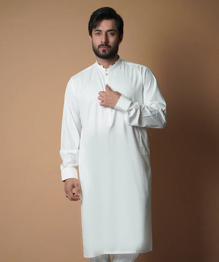 Ivory Shalwaar Kameez with Gold Detail