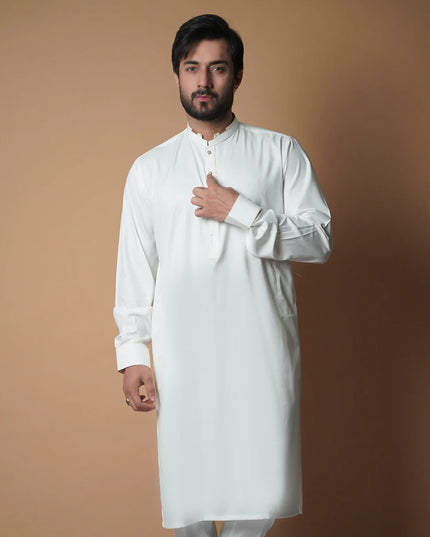 Ivory Shalwaar Kameez with Gold Detail
