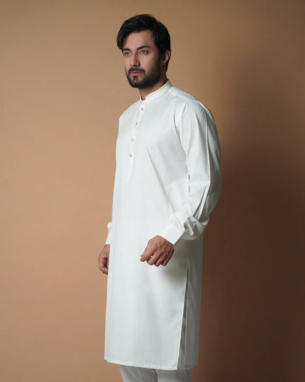 Ivory Shalwaar Kameez with Gold Detail