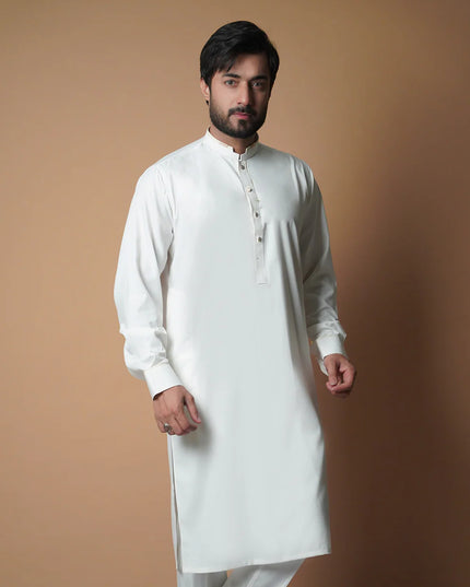 Ivory Shalwaar Kameez with Gold Detail