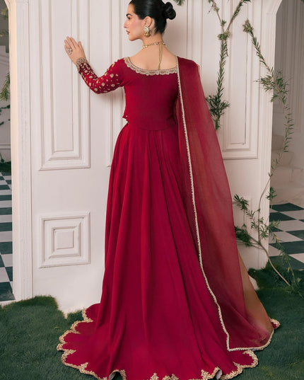 Nora | Red RawSilk Embellished Lehenga
