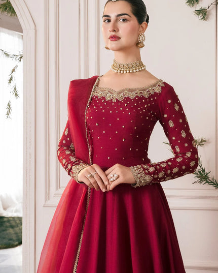 Nora | Red RawSilk Embellished Lehenga