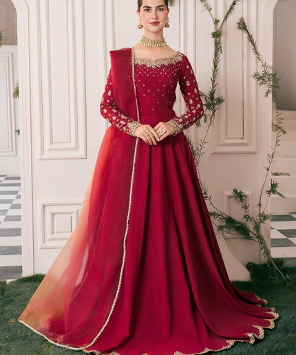 Nora | Red RawSilk Embellished Lehenga