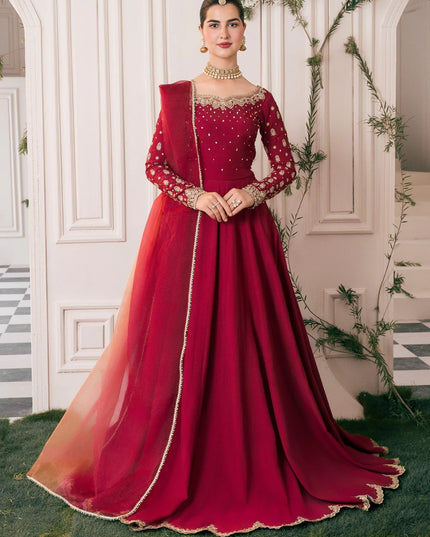 Nora | Red RawSilk Embellished Lehenga