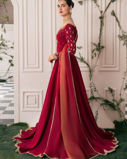 Nora | Red RawSilk Embellished Lehenga