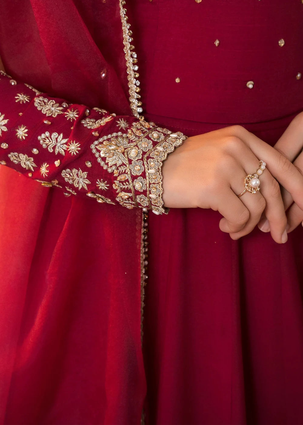 Nora | Red RawSilk Embellished Lehenga