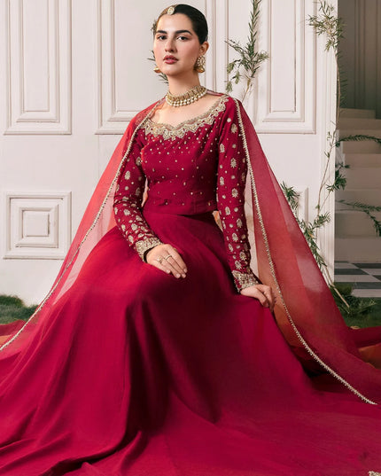 Nora | Red RawSilk Embellished Lehenga