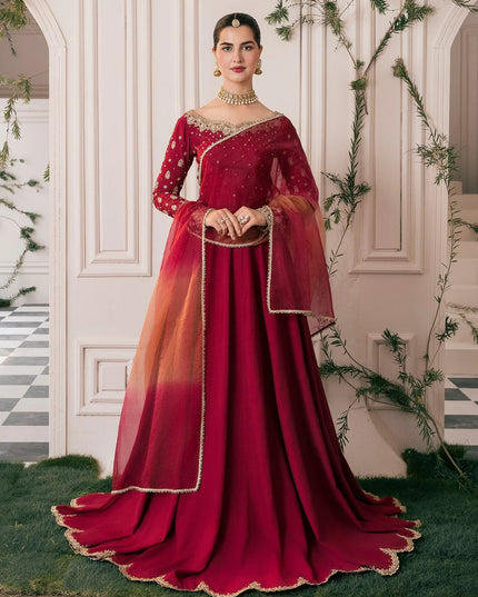 Nora | Red RawSilk Embellished Lehenga