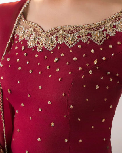 Nora | Red RawSilk Embellished Lehenga