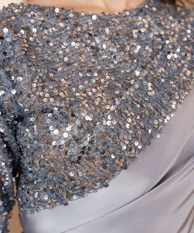 Wafa | Grey Silk Sequins Saree