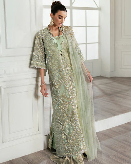 Saira Shakira | Aqua Organza Embellished Sharara