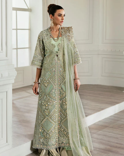 Saira Shakira | Aqua Organza Embellished Sharara