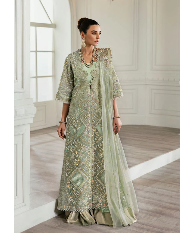 Saira Shakira | Aqua Organza Embellished Sharara