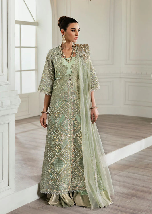 Saira Shakira | Aqua Organza Embellished Sharara