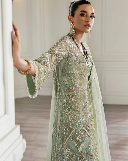 Saira Shakira | Aqua Organza Embellished Sharara