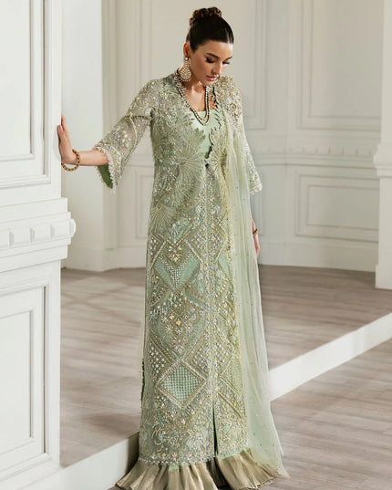 Saira Shakira | Aqua Organza Embellished Sharara
