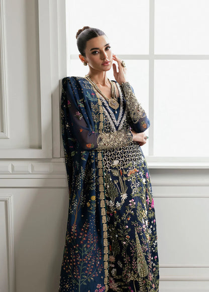 Saira Shakira | Navy Blue Organza Embellished Sharara