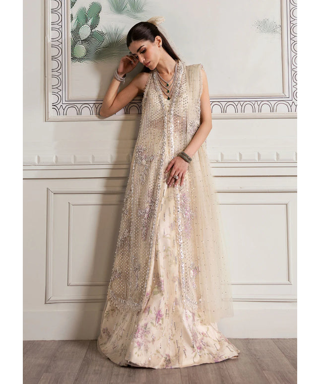 Saira Shakira | Ivory Tulle Embellished Sharara