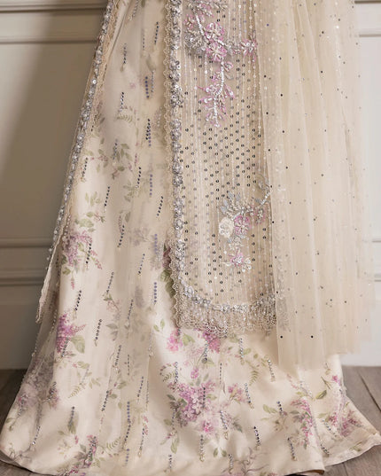 Saira Shakira | Ivory Tulle Embellished Sharara