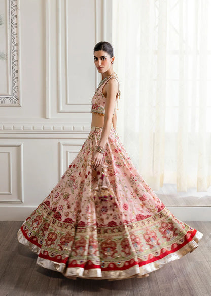 Saira Shakira | Pink Raw Silk Embellished Lehenga