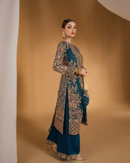 Madhuri | Blue Chiffon Embroidered Suit