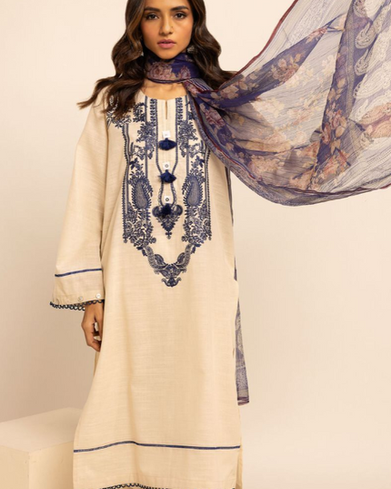 2 Piece | Embroidered Cotton Kurta Set