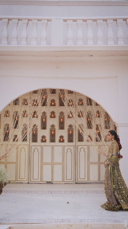 Nora | Olive Embroidered Embellished Lehenga