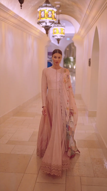 Faiza Saqlain | Floral Printed Silk Pishwas
