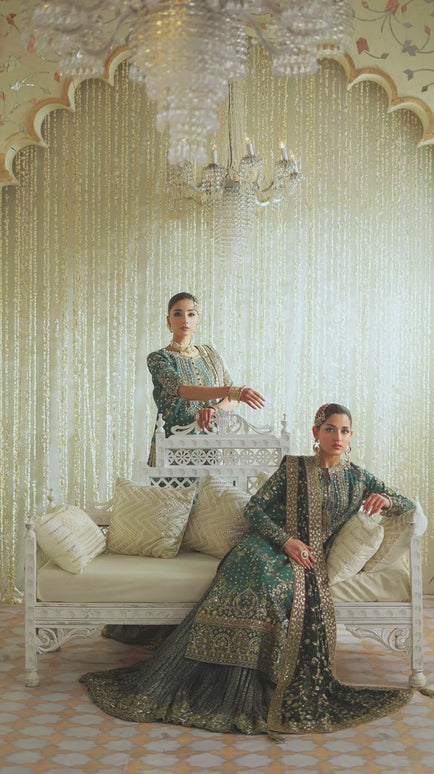 Damini | Green Net Embellished Dress