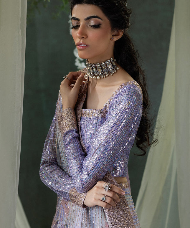 Jeet | Amethyst Sequenced Embellished Chiffon Saree