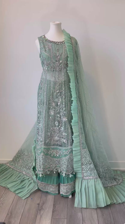 Maria B | Mbroidered Organza Embellished Lehenga Dress
