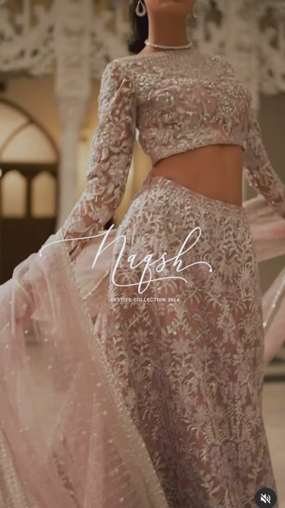 Saira Rizwan | Lilac Net Hand Embellished Lehenga