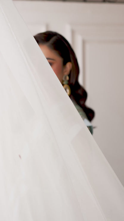 Mushq | Pistachio Net Hand Embellished Dress