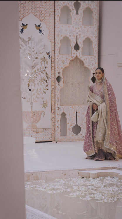 Sabiha | Amethyst Wedding Chiffon Embellished Sharara