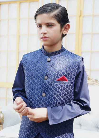 3 Piece | Boys Dark Blue Shalwar Kameez Set