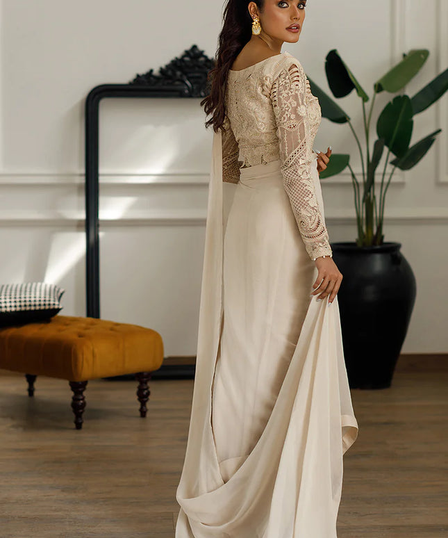 Maya |  Embroidered Beige Festive Wear Saree