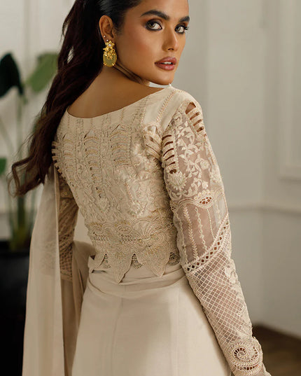 Maya |  Embroidered Beige Festive Wear Saree