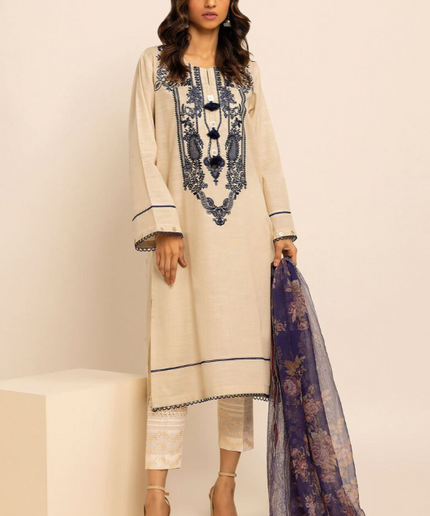 2 Piece | Embroidered Cotton Kurta Set